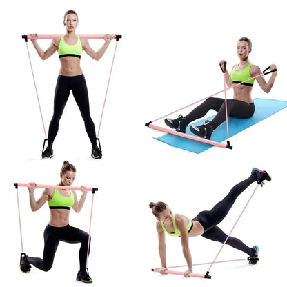 Portable Pilates Bar for home workouts with Resistance Band for full body strength training